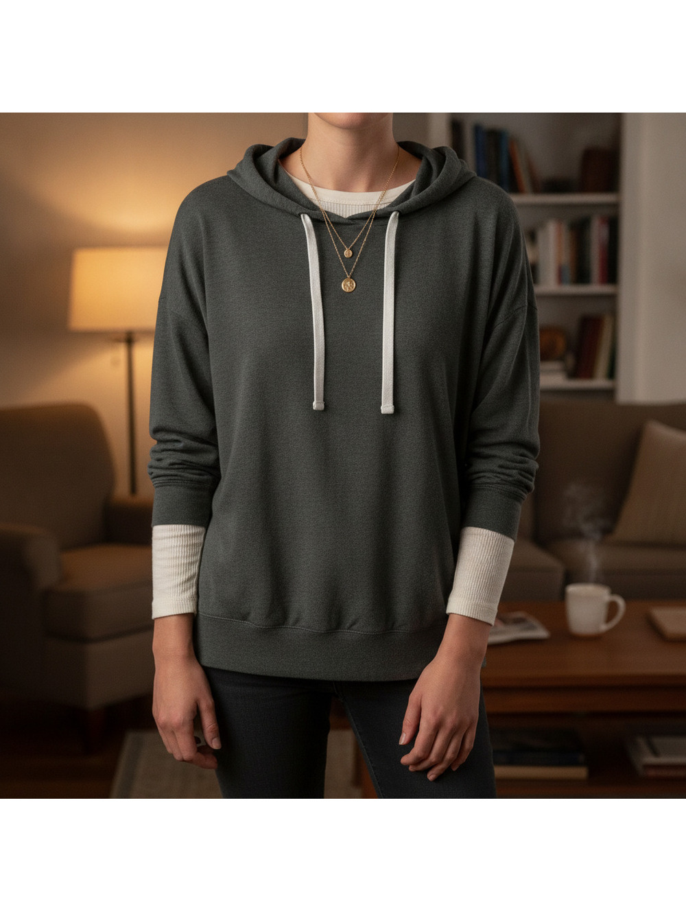 Buffalo David Bitton Women's XL Green Hoodie Sweatshirt - Super Soft, Stretchy